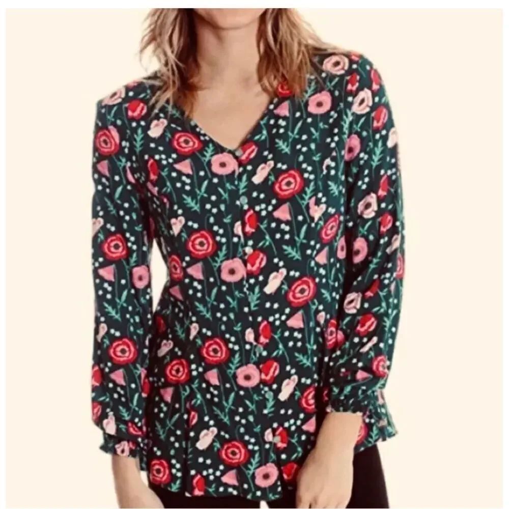 Matilda Jane Yesteryear Floral Button Up Blouse Womens Size XL